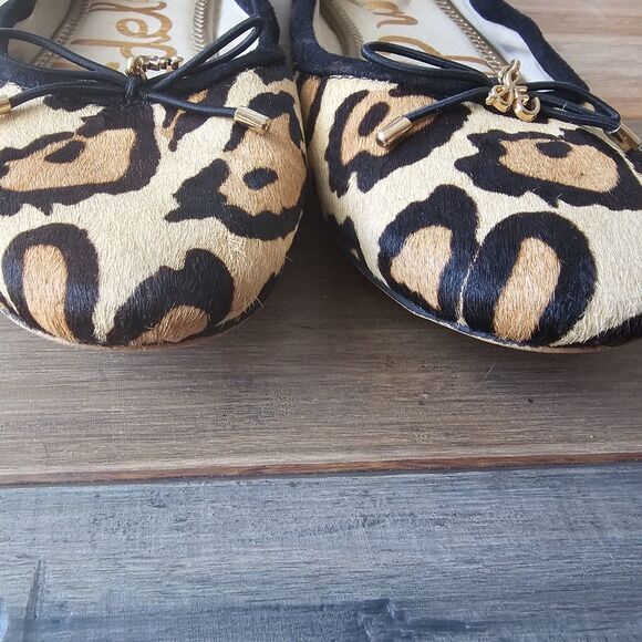 Sam Edelman Felicia Ballet Flats US 7M Leopard Calf Hair Slip-On Bow Classic - Picture 2 of 8